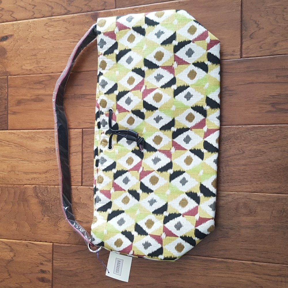 NWT Stephanie Johnson Tote Bag Geometric Pattern Green Yellow Black